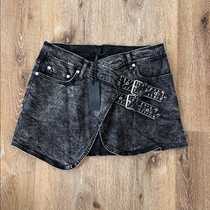 Revolve h:ours Black Denim Mini Skirt
